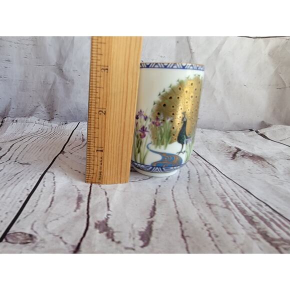 1985 Franklin Porcelain Mint Birds And Flowers Of Orient Tea Cup Peacock Iris - Picture 7 of 7